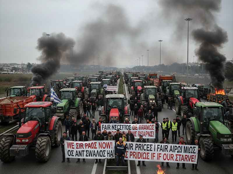 ਸਬਸਿਡੀ ਦੇਰੀ ਅਤੇ ਵਧੇ ਖਰਚਿਆਂ ਖ਼ਿਲਾਫ਼ ਗ੍ਰੀਸ ਦੇ ਕਿਸਾਨਾਂ ਦੀ ਵੱਡੀ ਮੁਹਿੰਮ