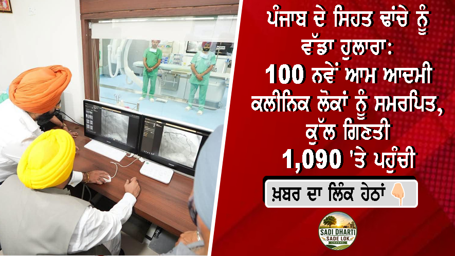 ਪੰਜਾਬ ਦੇ ਸਿਹਤ ਢਾਂਚੇ ਨੂੰ ਵੱਡਾ ਹੁਲਾਰਾ: 100 ਨਵੇਂ ਆਮ ਆਦਮੀ ਕਲੀਨਿਕ ਲੋਕਾਂ ਨੂੰ ਸਮਰਪਿਤ, ਕੁੱਲ ਗਿਣਤੀ 1,090 'ਤੇ ਪਹੁੰਚੀ