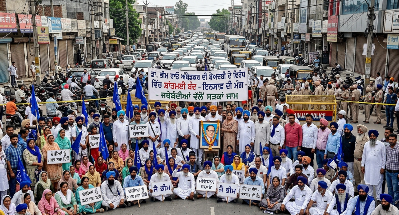 ਡਾ. ਭੀਮ ਰਾਓ ਅੰਬੇਡਕਰ ਦੀ ਬੇਅਦਬੀ ਮਾਮਲਾ: ਸੜਕਾਂ 'ਤੇ ਲੱਗੇ ਜਾਮ