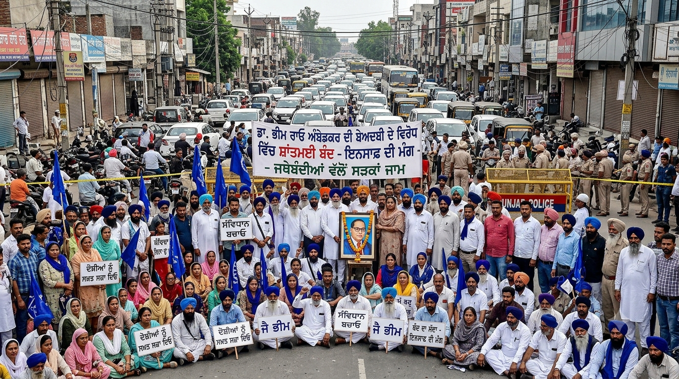 ਡਾ. ਭੀਮ ਰਾਓ ਅੰਬੇਡਕਰ ਦੀ ਬੇਅਦਬੀ ਮਾਮਲਾ: ਸੜਕਾਂ 'ਤੇ ਲੱਗੇ ਜਾਮ