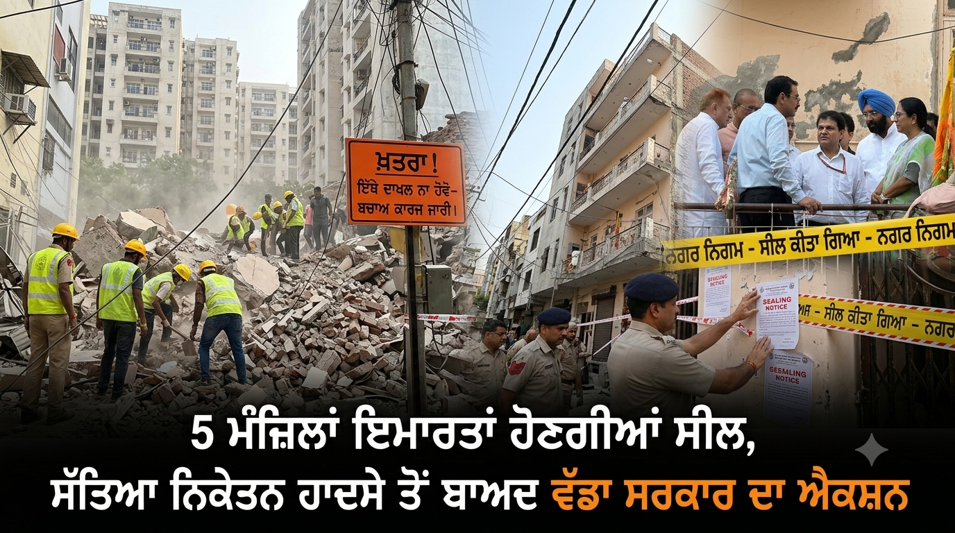 Delhi building collapse: 5 ਮੰਜ਼ਿਲਾਂ ਇਮਾਰਤਾਂ ਹੋਣਗੀਆਂ ਸੀਲ, ਸੱਤਿਆ ਨਿਕੇਤਨ ਹਾਦਸੇ ਤੋਂ ਬਾਅਦ ਵੱਡਾ ਸਰਕਾਰ ਦਾ ਐਕਸ਼ਨ